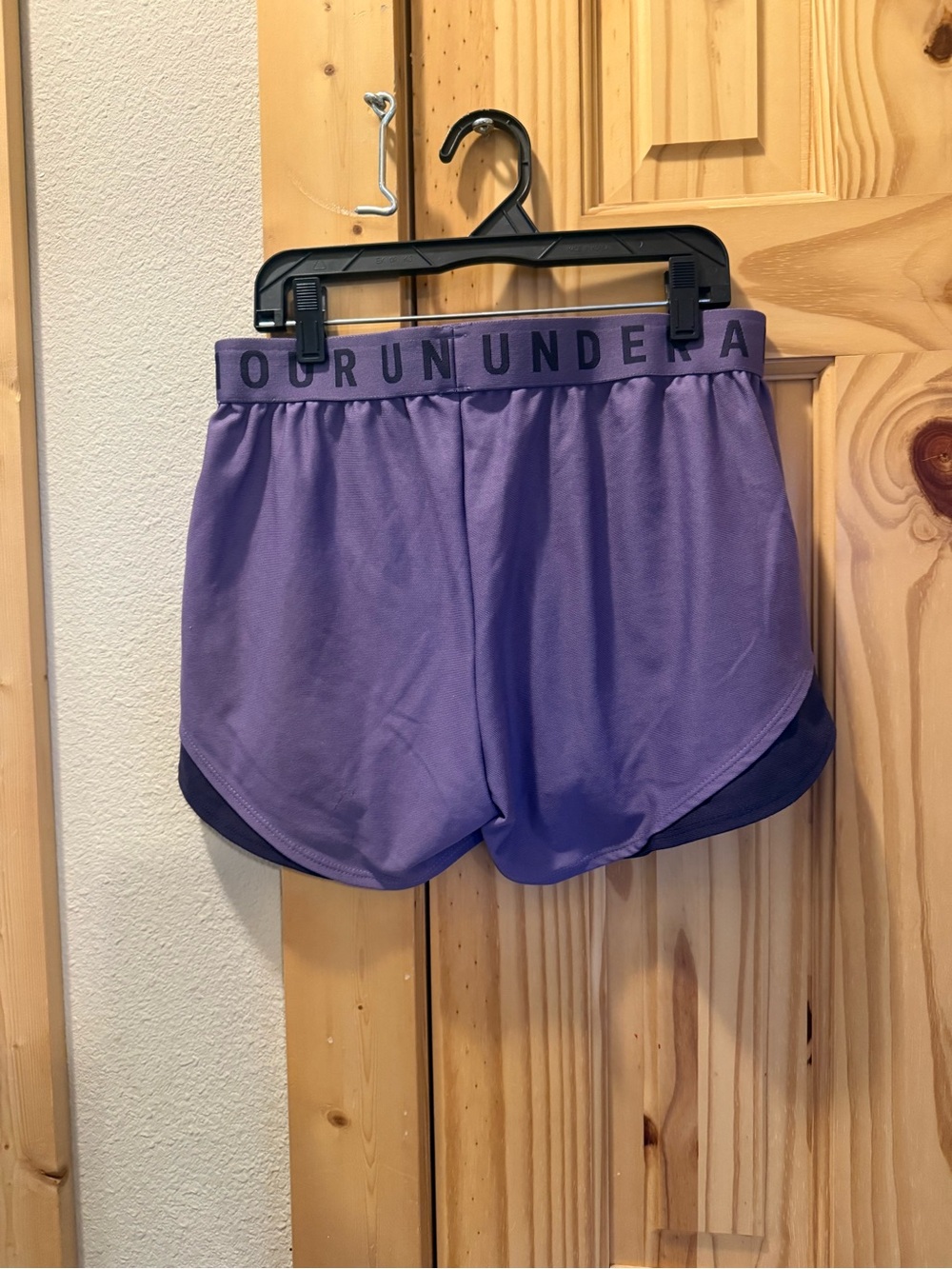 Under Armour Purple Women's Athletic Shorts with Logo Waistband - Picture 3 of 3